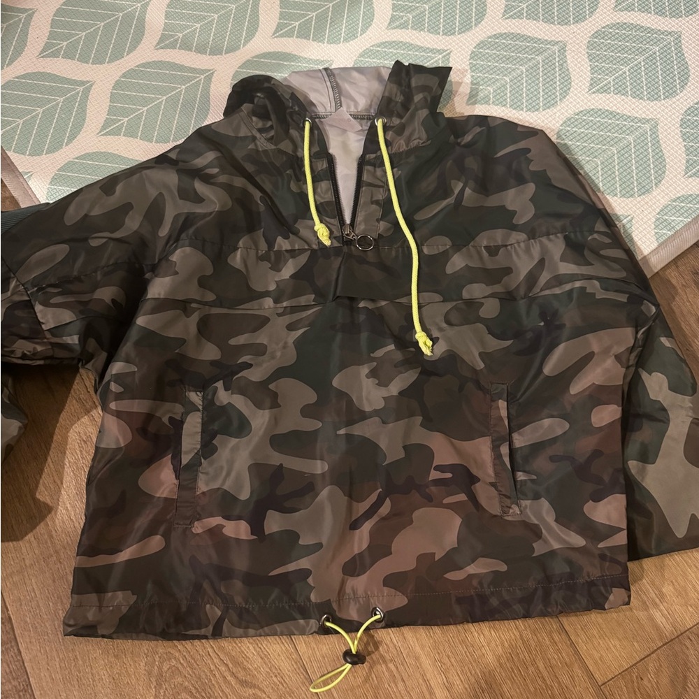 No Boundaries Camouflage Jacket with Neon Yellow Details
